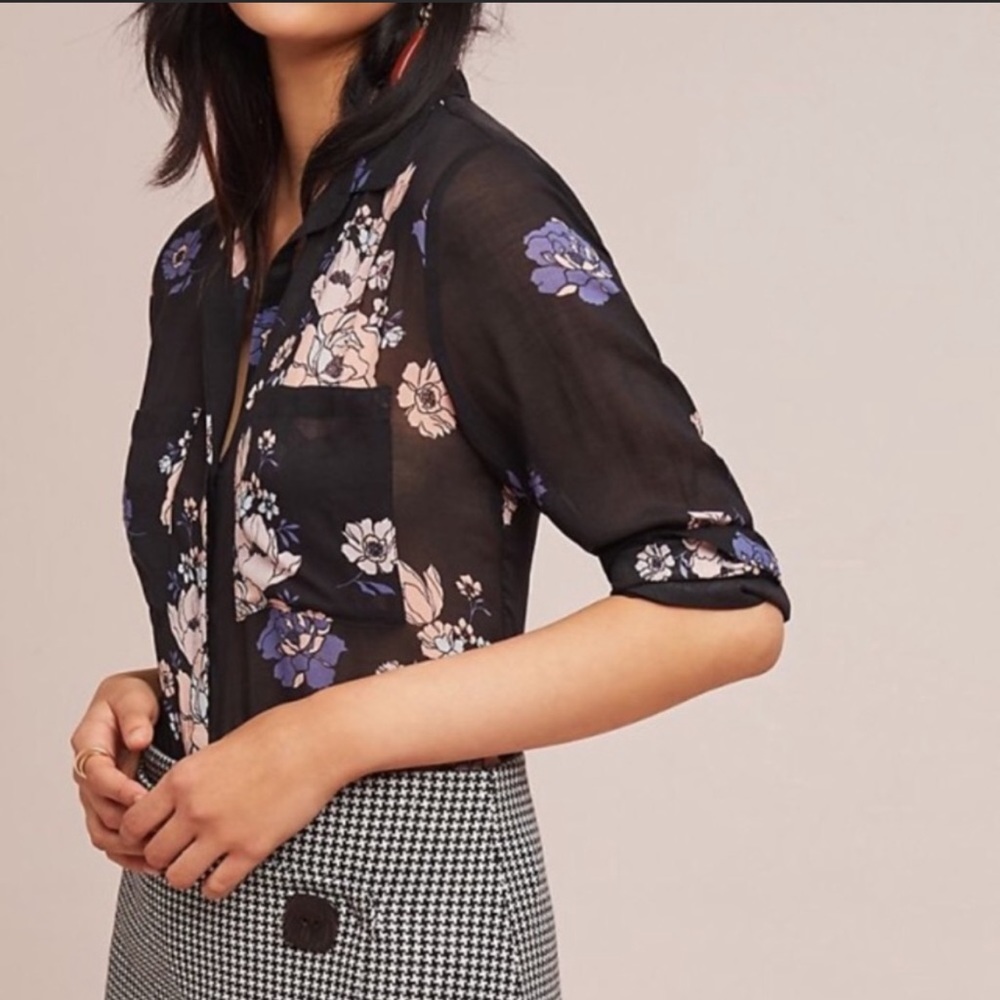 Anthropologie Cloth & Stone Floral Blouse Sz M